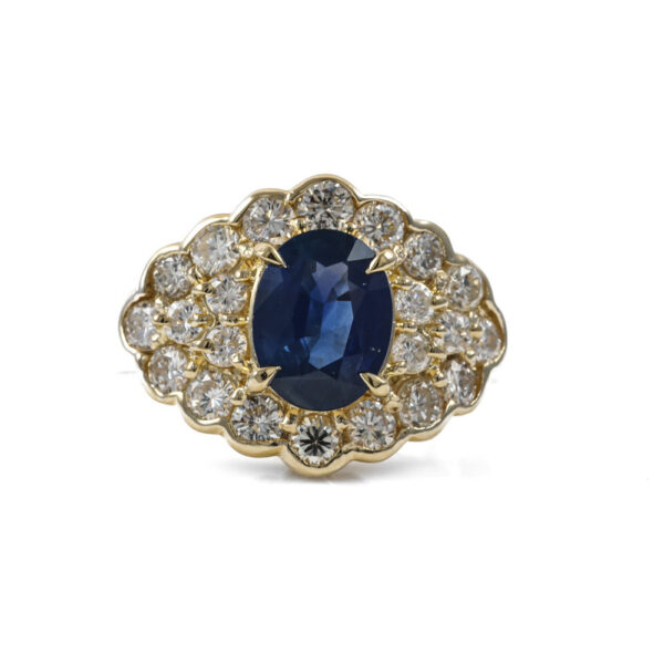 1.75ct Blue Sapphire and Diamond Ring