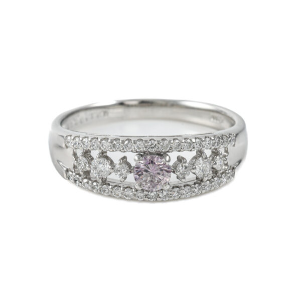 0.23ct Purplish Pink Diamond Platinum Ring GSL