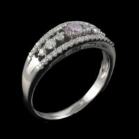 0.23ct Purplish Pink Diamond Platinum Ring GSL - Image 3
