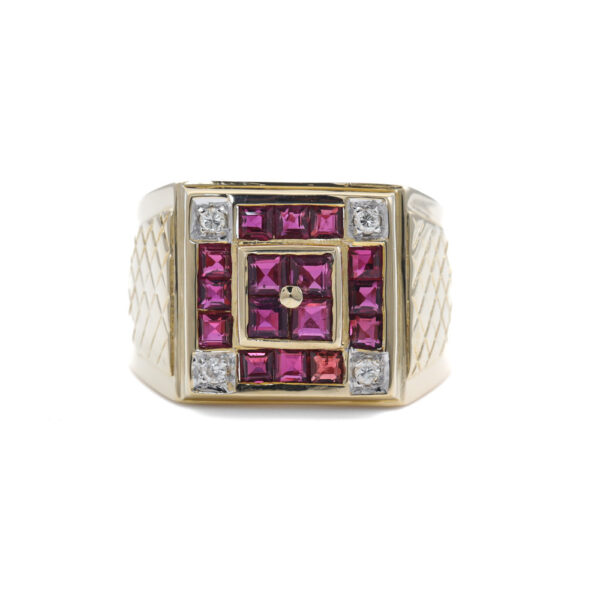 1.50ct Ruby and Diamond Mens Ring