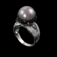 13.9mm Tahitian Pearl & Diamond Ring - Image 3