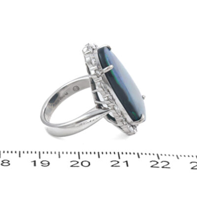 11.70ct Black Opal & 1.17ct Diamond Ring