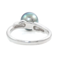 8.2mm Tahitian Pearl & Platinum Ring - Image 2