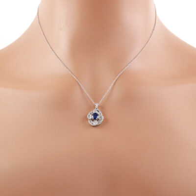 Blue Sapphire and Diamond Pendant