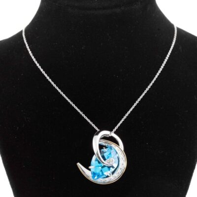 10.56ct Blue Topaz and Diamond Pendant