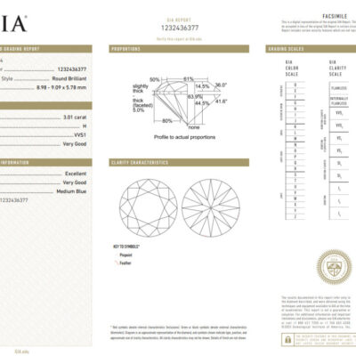3.01ct Loose Round Diamond GIA H VVS1