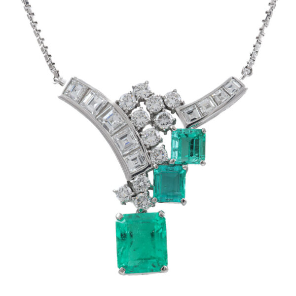 5.29ct Emerald and 1.00ct Diamond Necklace