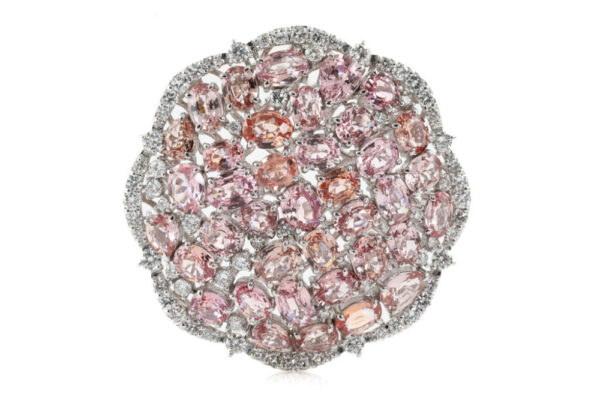 16.07ct Padparadscha and Diamond Brooch