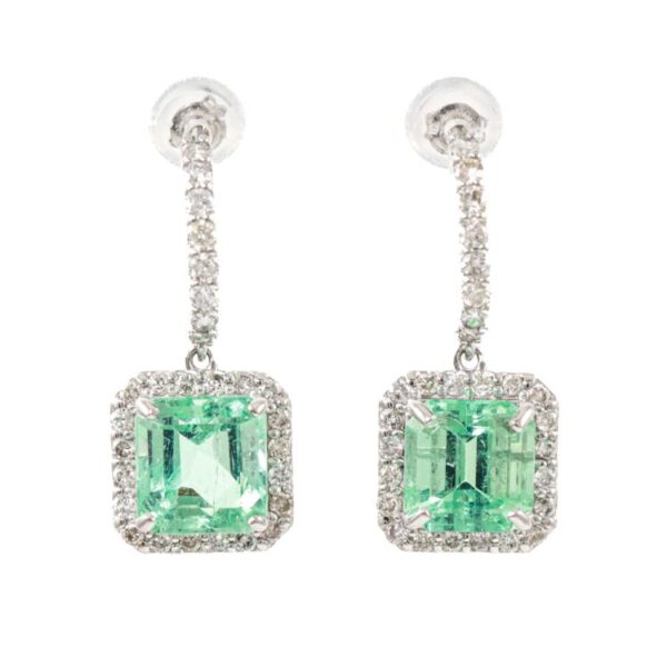 3.56ct Emerald and Diamond Earrings