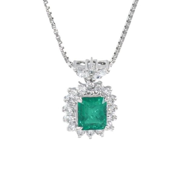 0.72ct Emerald and Diamond Pendant