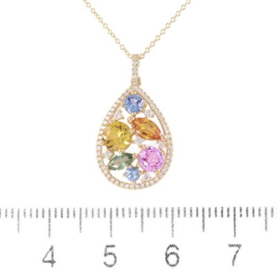 2.76ct Multi Colour Sapphire & Diamond Pendant