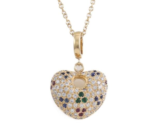 Ruby, Sapphire, Emerald and Diamond Pendant